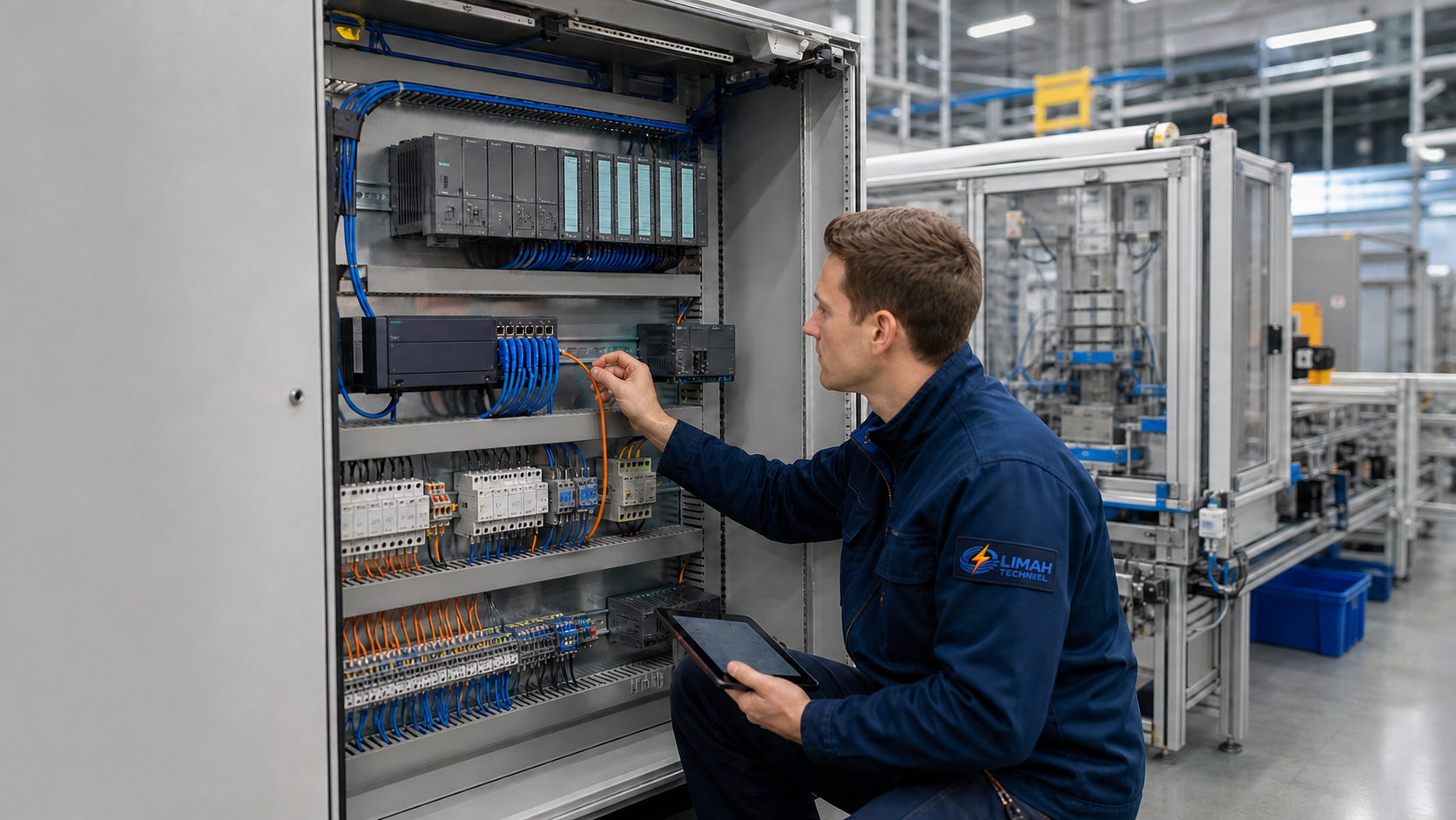 Factory machine communication and PLC cabling